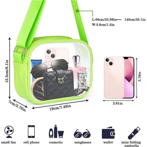 Clear Crossbody Stadium Approved Purse Bag for Concerts Sports Events Festivals - Picture 6 of 6